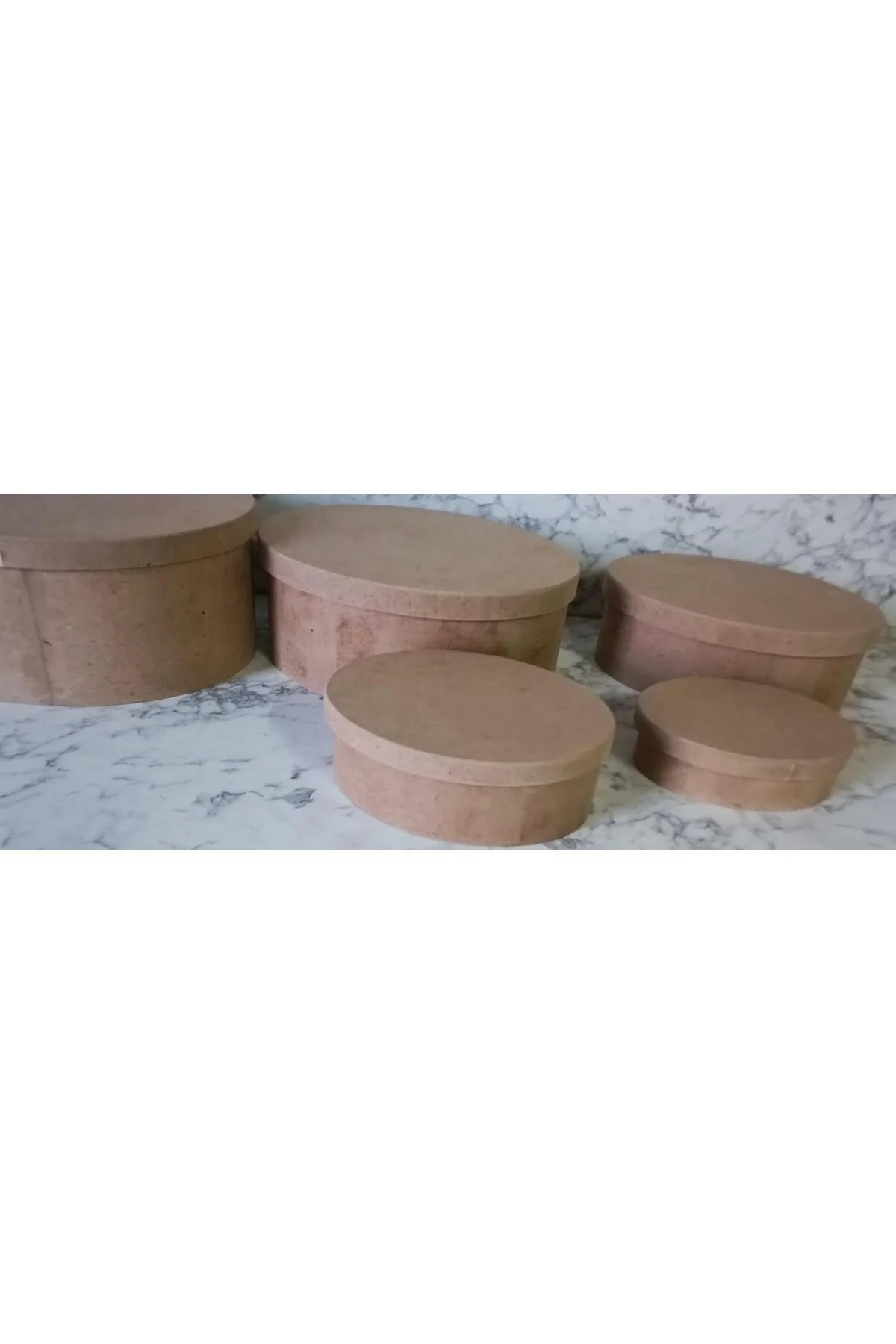 Hobi Adn 90197 5'li Kutu Set Oval Ahşap HAM MDF Maşuka Özellik MODEL El Yapım - Görsel 2