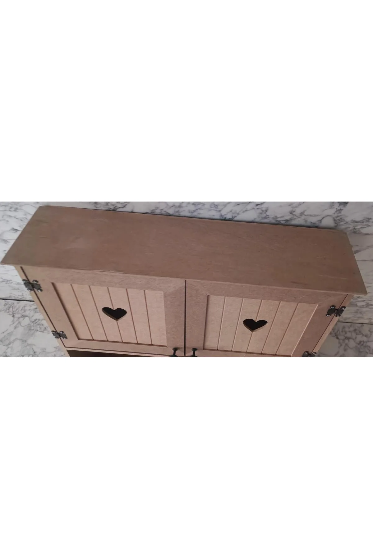 Hobi Adn 901999 Kalp Kapak Model Terek raf Dolap MDF HAM Duvara Asmalı El Yapım - Görsel 6