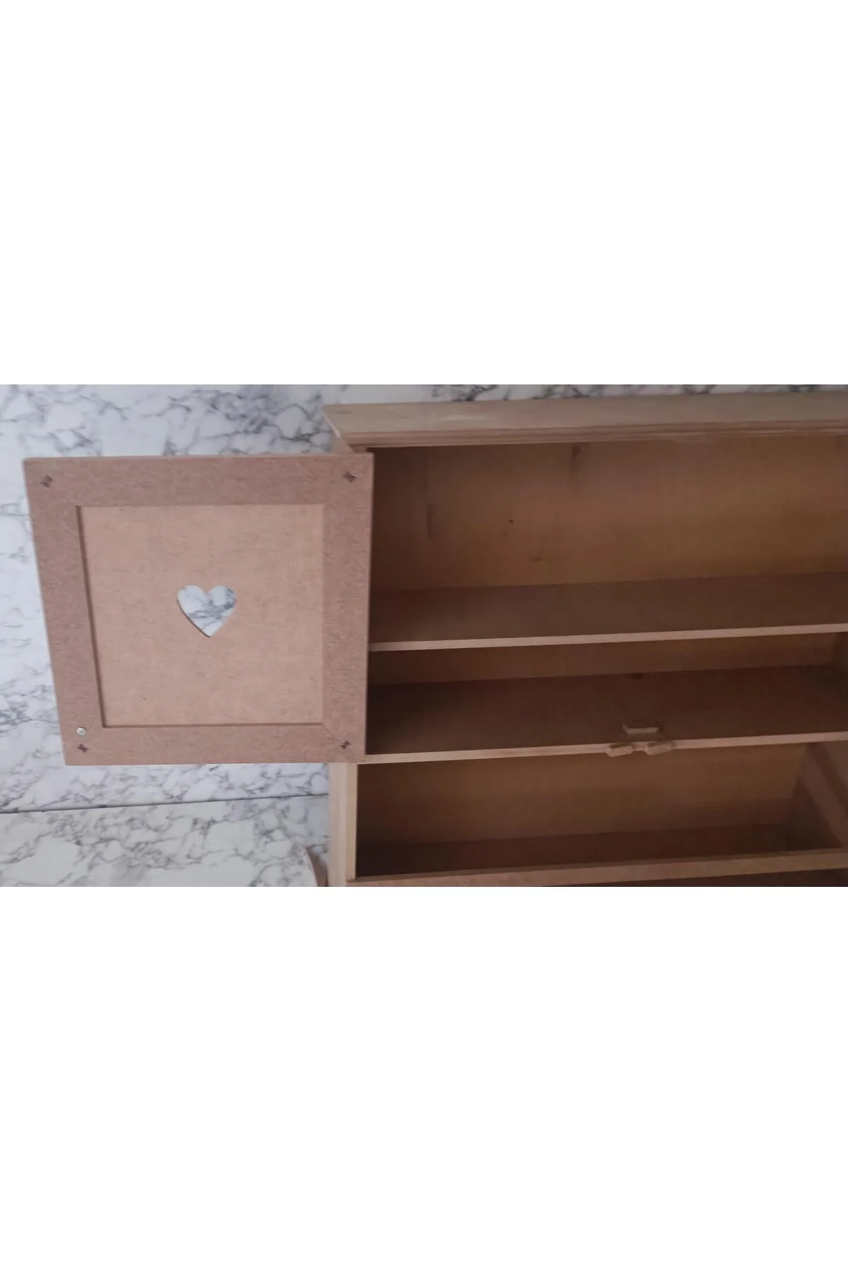Hobi Adn 901999 Kalp Kapak Model Terek raf Dolap MDF HAM Duvara Asmalı El Yapım - Görsel 3