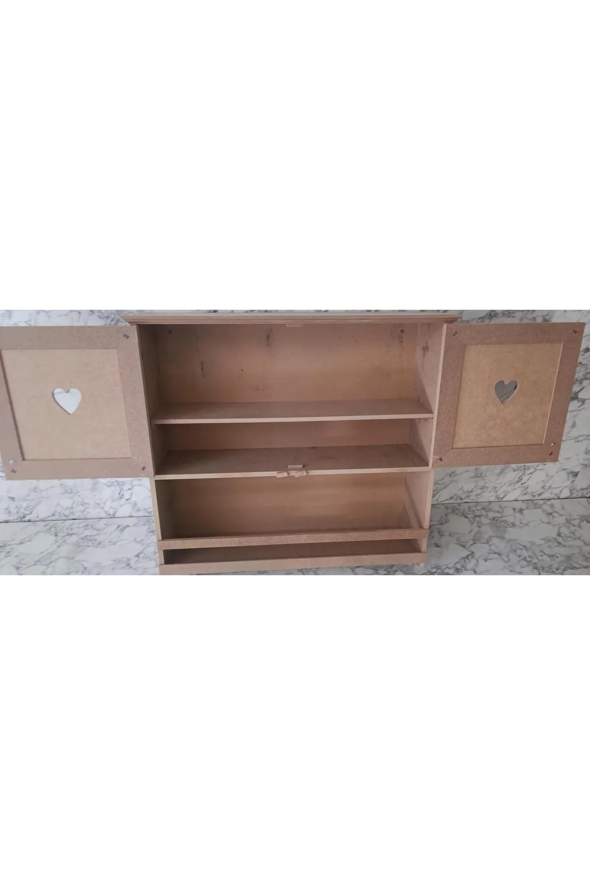 Hobi Adn 901999 Kalp Kapak Model Terek raf Dolap MDF HAM Duvara Asmalı El Yapım - Görsel 4