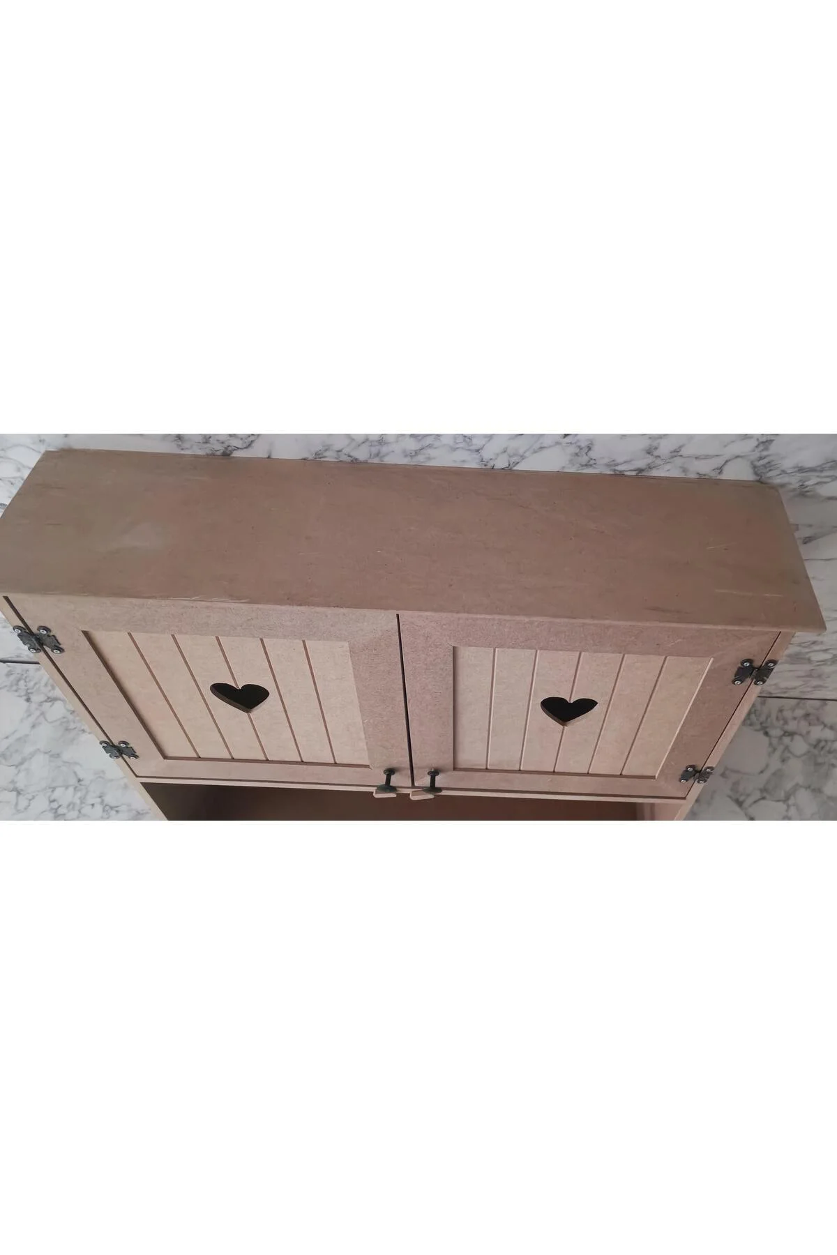 Hobi Adn 901999 Kalp Kapak Model Terek raf Dolap MDF HAM Duvara Asmalı El Yapım - Görsel 2