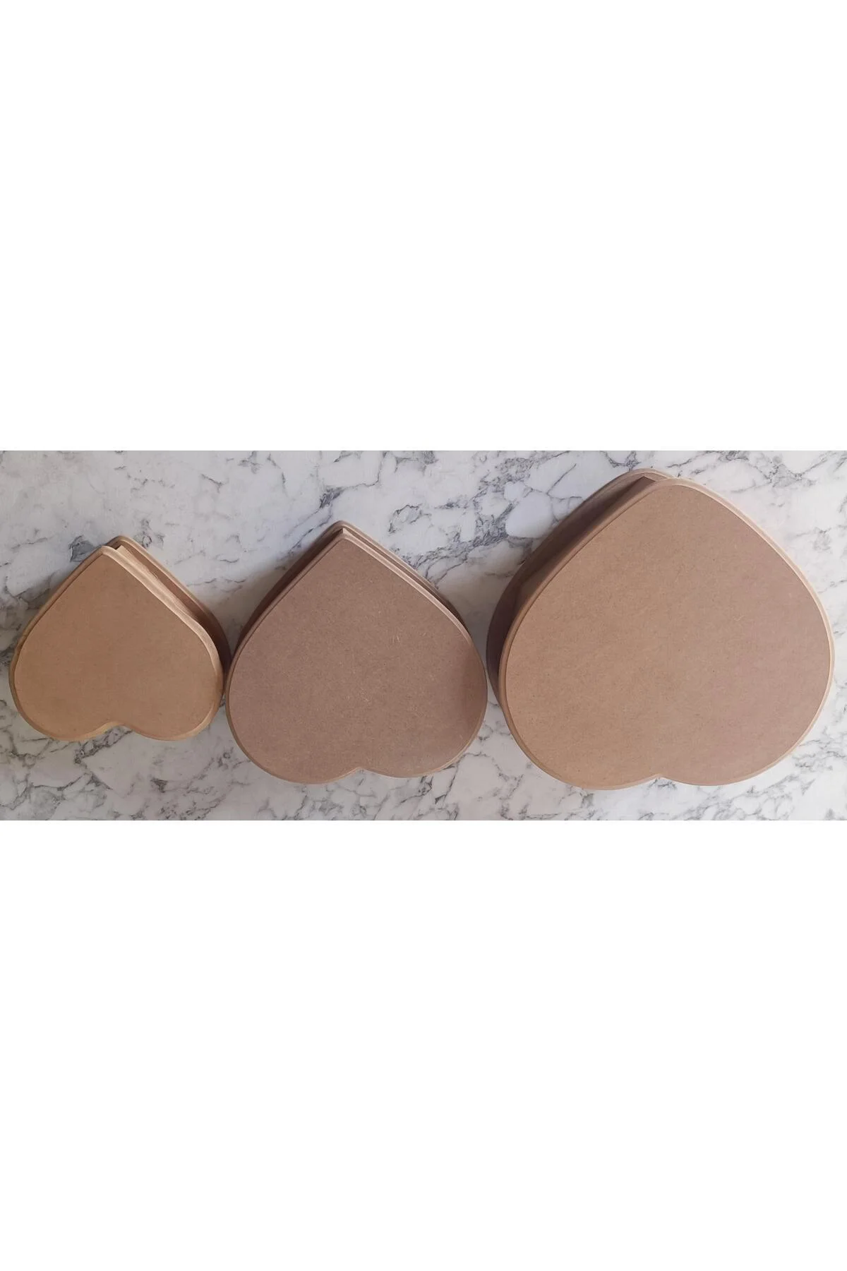 Hobi Adn 90201 Kalp Kutu Set 3'lü Ahşap HAM MDF Kutuda Sevk El Yapım - Görsel 2