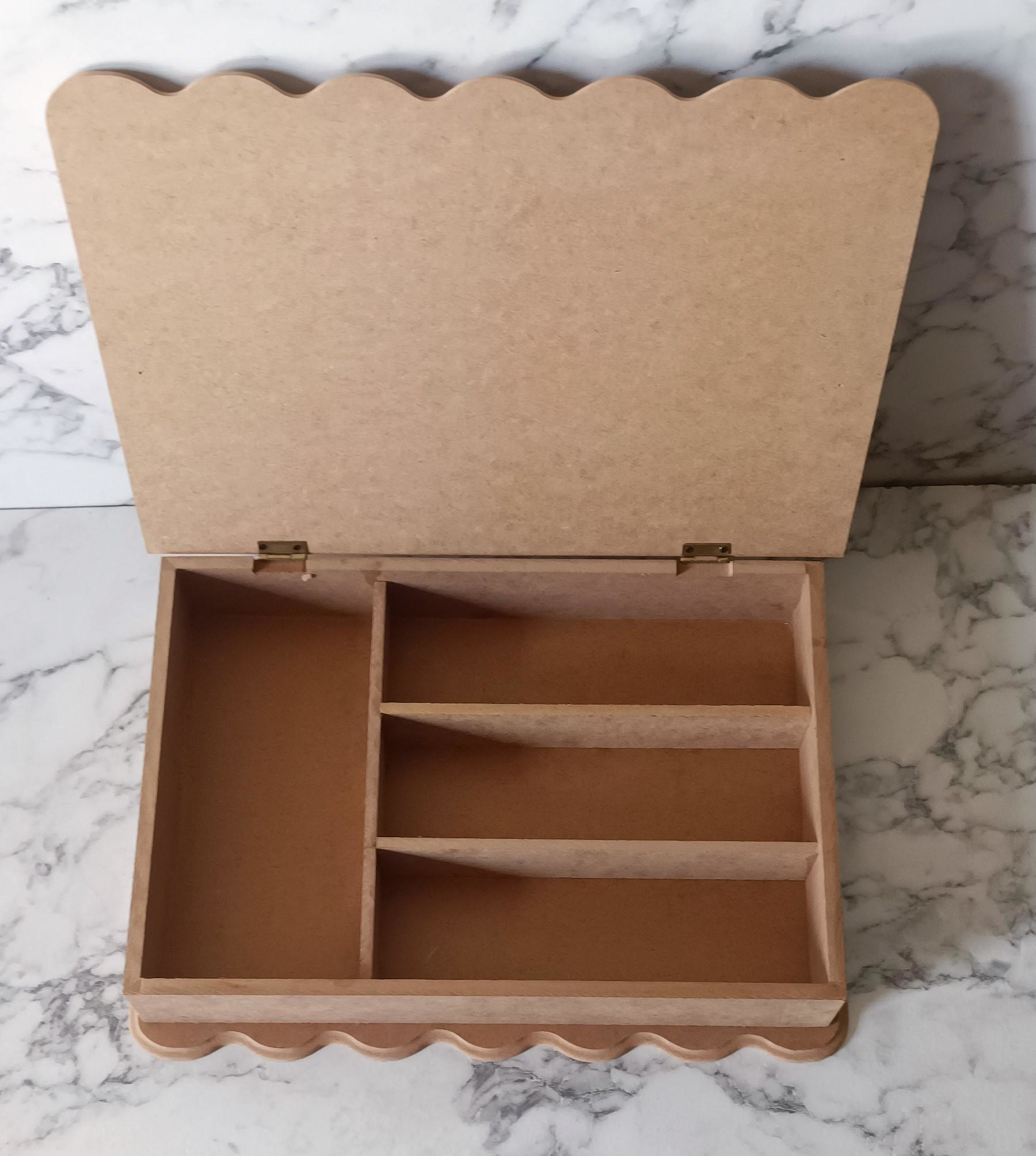 Hobi Adn 90204 Kutu Ahşap HAM MDF Dalgalı Kenar 4 Bölme Kutuda Se