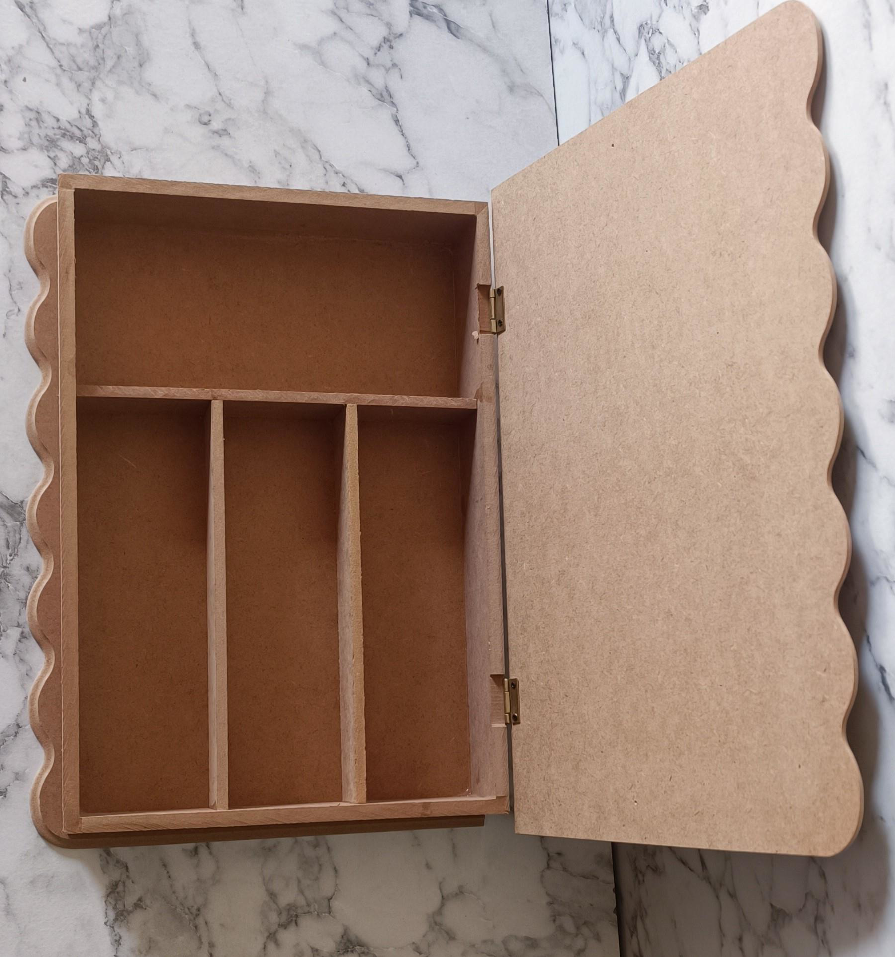 Hobi Adn 90204 Kutu Ahşap HAM MDF Dalgalı Kenar 4 Bölme Kutuda Se
