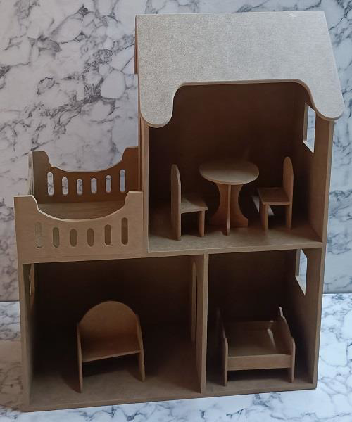 Hobi Adn 90231 Dekoratif Çocuk Oyuncak Ev Ahşap MDF HAM CNC Kesim