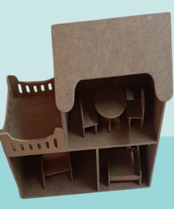 Hobi Adn 90231 Dekoratif Çocuk Oyuncak Ev Ahşap MDF HAM CNC Kesim