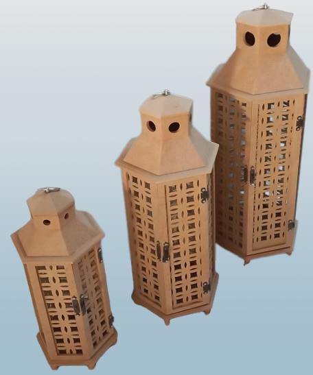 Hobi Adn 90235 Dekoratif Fenerlik 3lü Set MDF HAM CNC Kesim Oyma 
