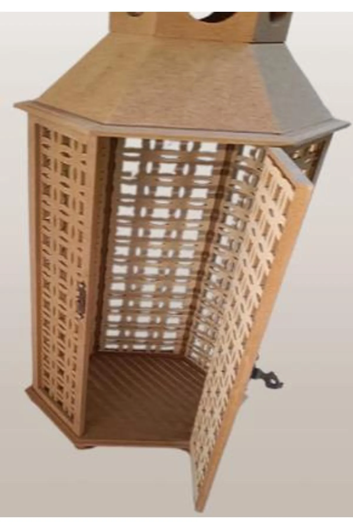 Hobi Adn 90235 Dekoratif Fenerlik 3lü Set MDF HAM CNC Kesim Oyma Nakış El Yapımı - Görsel 6
