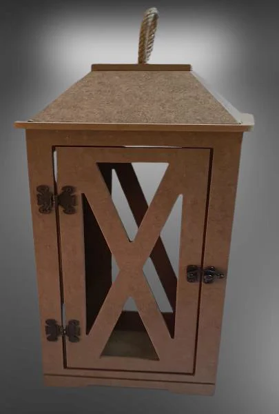 Hobi Adn 90236 Dekoratif Fenerlik Kare CNC Kesim Ahşap MDF Eskitme Menteşe El Yapım