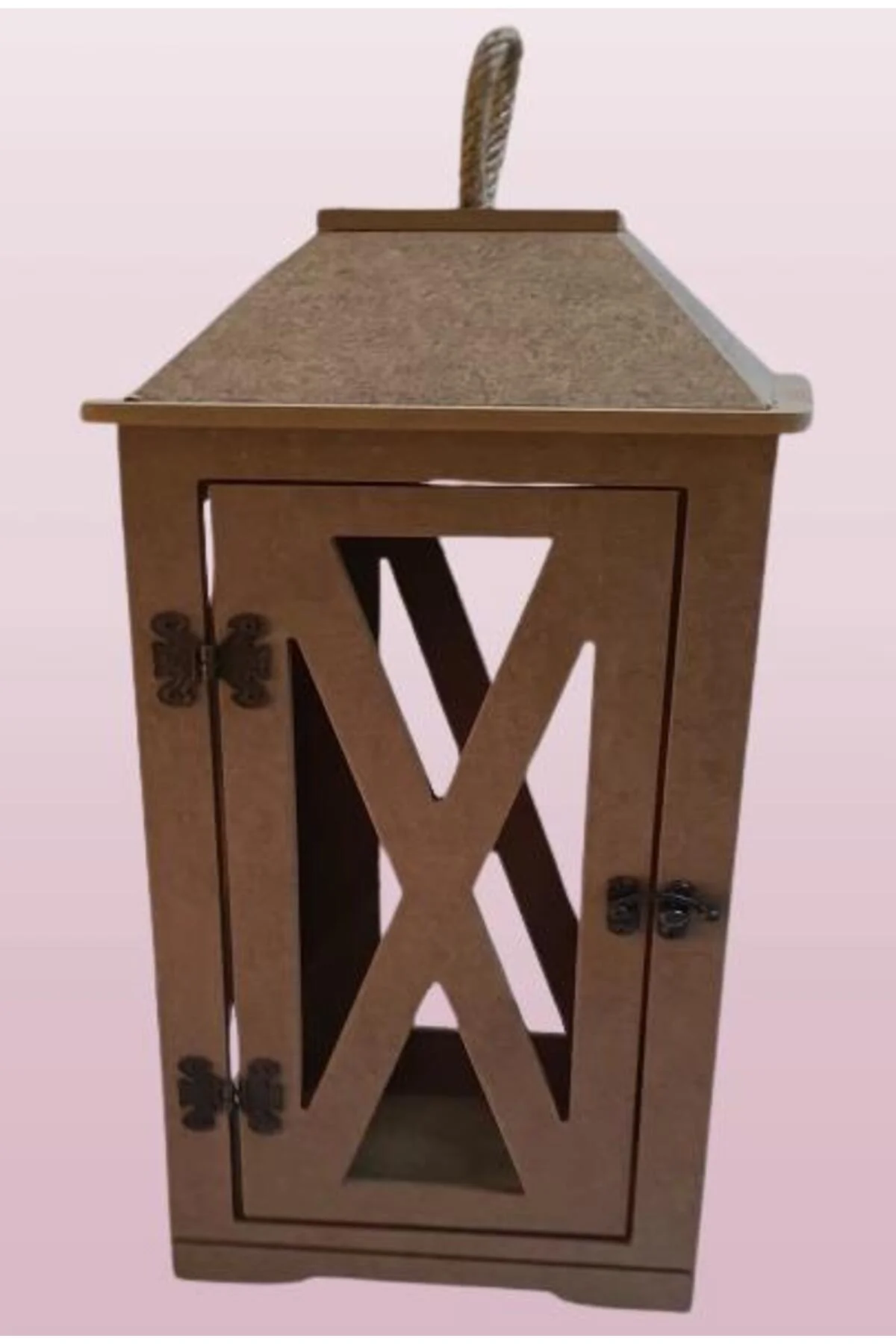 Hobi Adn 90236 Dekoratif Fenerlik Kare CNC Kesim Ahşap MDF Eskitme Menteşe El Yapım - Görsel 3