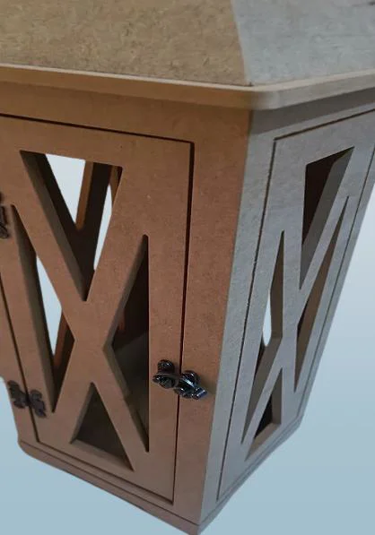 Hobi Adn 90236 Dekoratif Fenerlik Kare CNC Kesim Ahşap MDF Eskitme Menteşe El Yapım