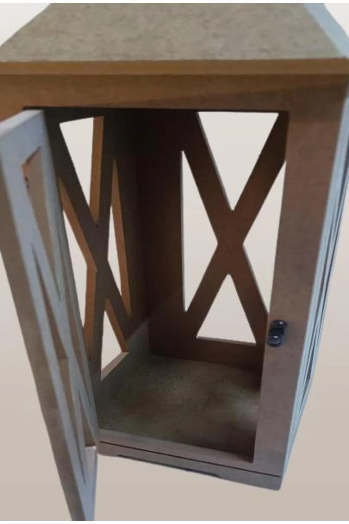 Hobi Adn 90236 Dekoratif Fenerlik Kare CNC Kesim Ahşap MDF Eskitme Menteşe El Yapım - Görsel 5