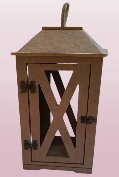 Hobi Adn 90236 Dekoratif Fenerlik Kare CNC Kesim Ahşap MDF Eskitme Menteşe El Yapım