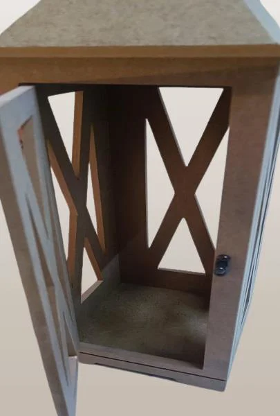 Hobi Adn 90236 Dekoratif Fenerlik Kare CNC Kesim Ahşap MDF Eskitme Menteşe El Yapım