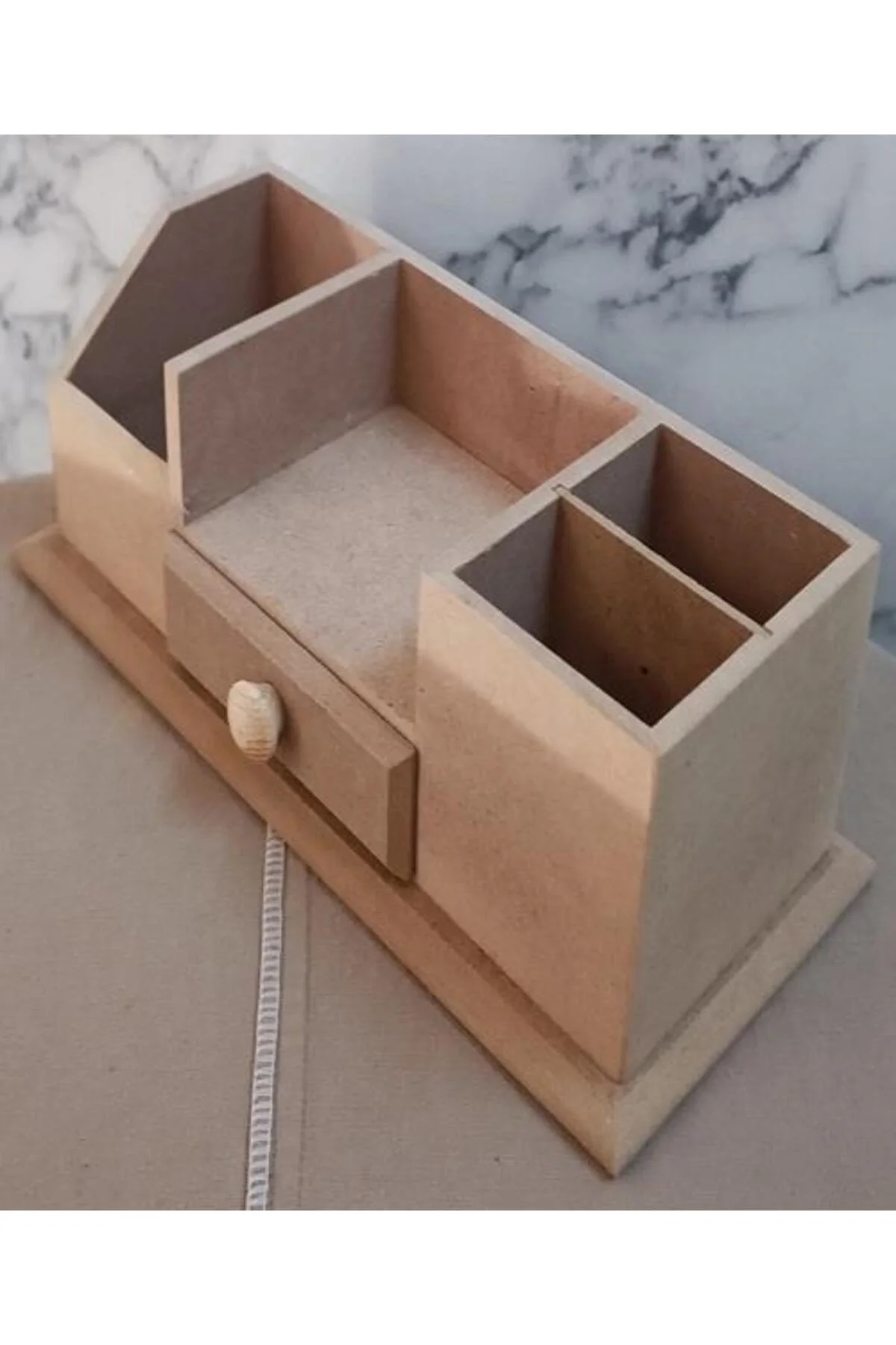 Hobi Adn 90238 Dekoratif Kalemlik Tek Çekm Ahşap MDF HAM CNC Kesim MODEL El Yapım - Görsel 7