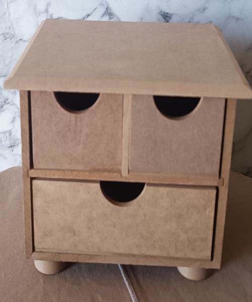 Hobi Adn 90241 Dekoratif Makyaj Kutusu 3 Çekmece Ahşap MDF HAM El