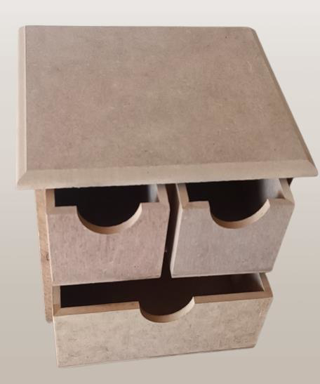 Hobi Adn 90241 Dekoratif Makyaj Kutusu 3 Çekmece Ahşap MDF HAM El