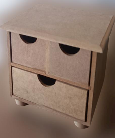 Hobi Adn 90241 Dekoratif Makyaj Kutusu 3 Çekmece Ahşap MDF HAM El