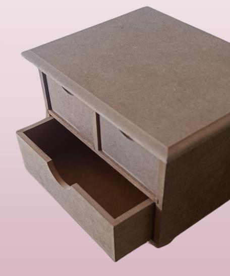 Hobi Adn 90241 Dekoratif Makyaj Kutusu 3 Çekmece Ahşap MDF HAM El