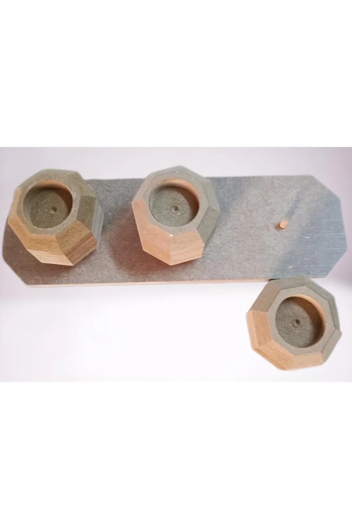 Hobi Adn 90247 Dekoratif Sekizgen Mumluk Ahşap MDF HAM CNC Kesim MODEL El Yapım - Görsel 3