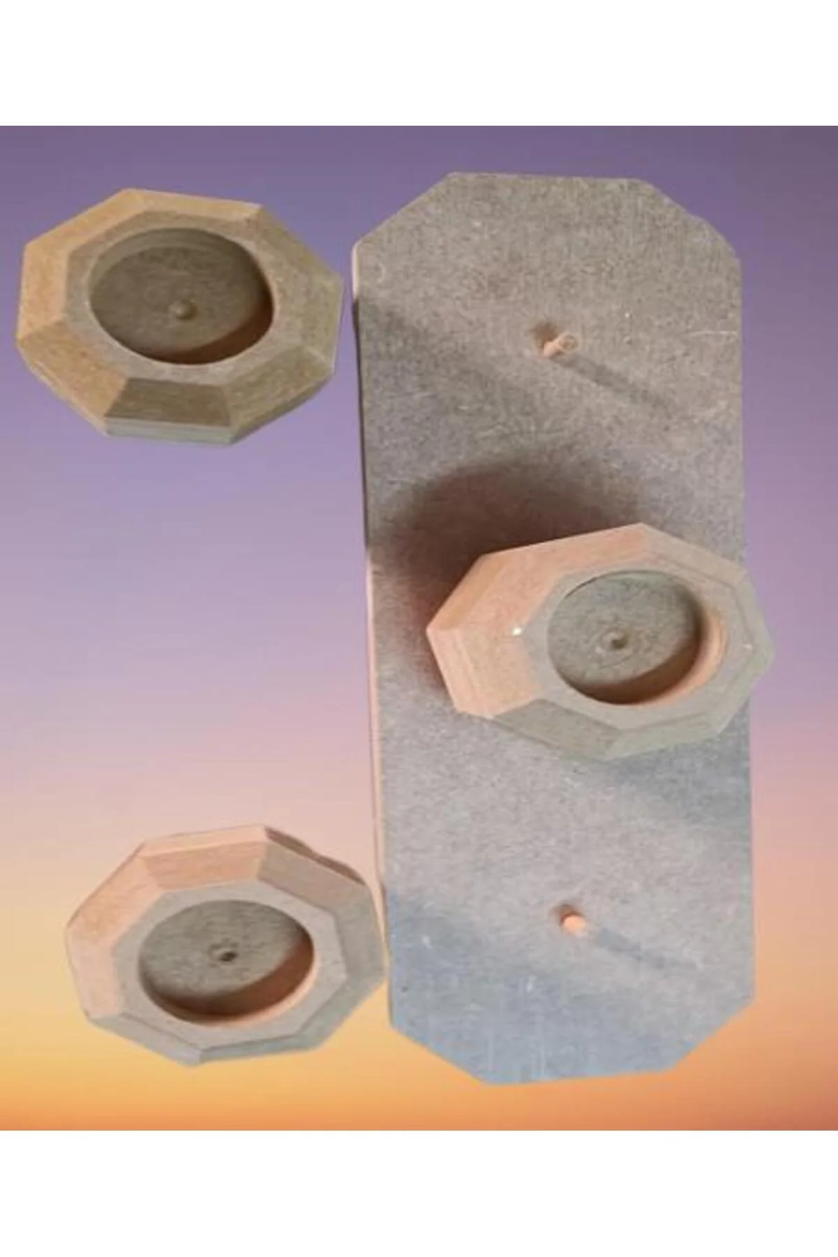 Hobi Adn 90247 Dekoratif Sekizgen Mumluk Ahşap MDF HAM CNC Kesim MODEL El Yapım - Görsel 2