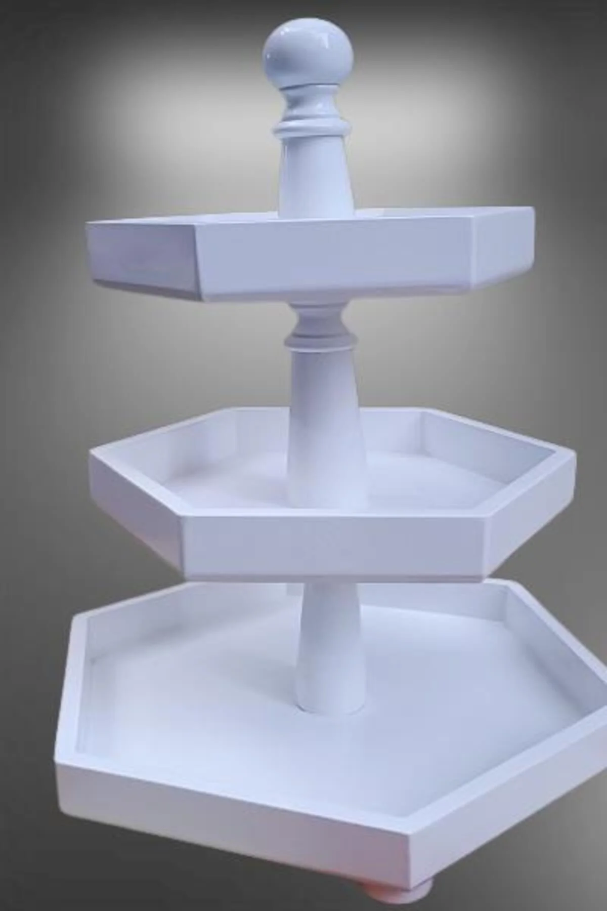 Hobi Adn 90248 Dekoratif Sunumluk Kuruyemişlik MDF Parlak Beyaz MODEL El Yapım - Görsel 5