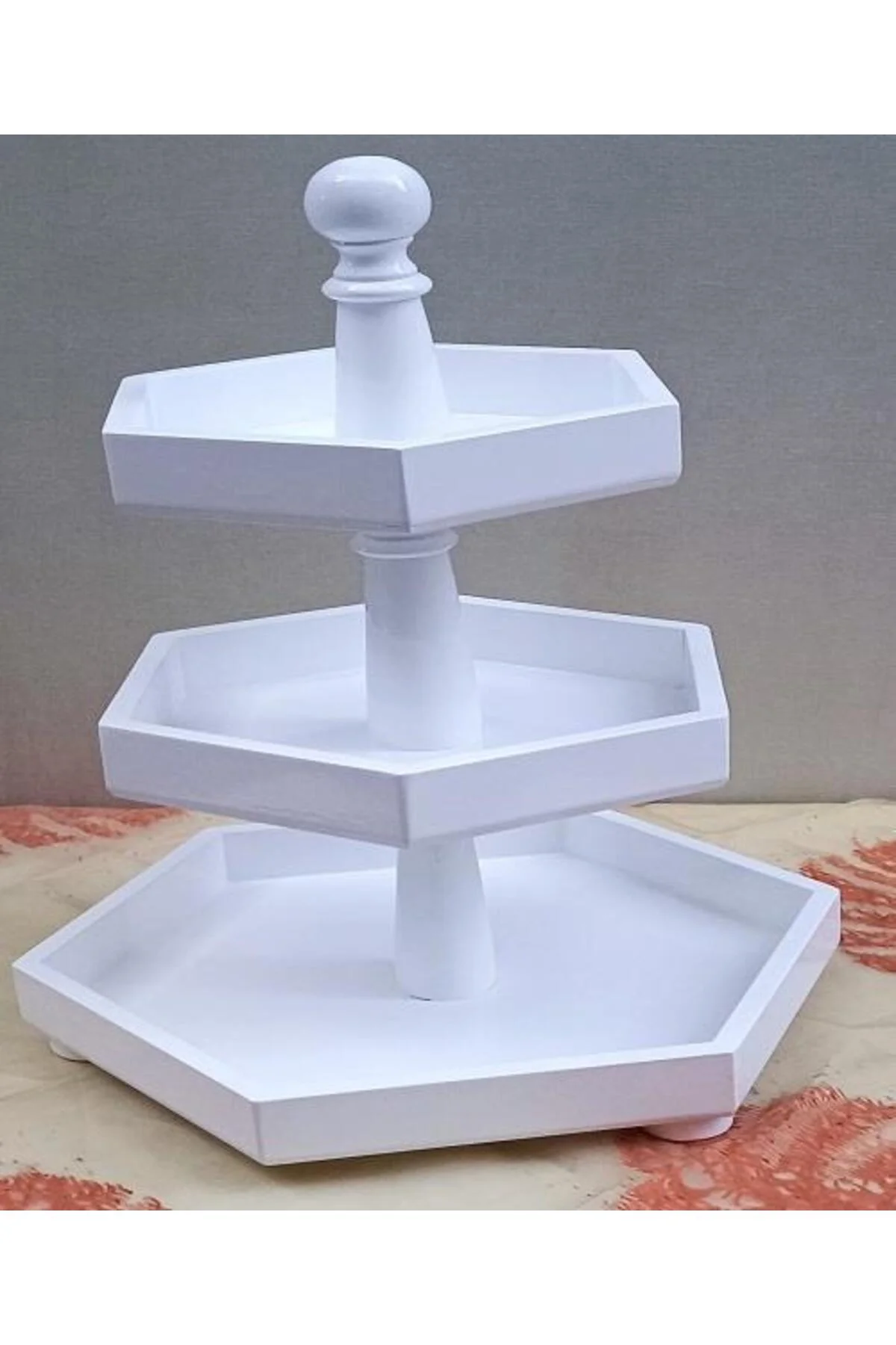 Hobi Adn 90248 Dekoratif Sunumluk Kuruyemişlik MDF Parlak Beyaz MODEL El Yapım - Görsel 7