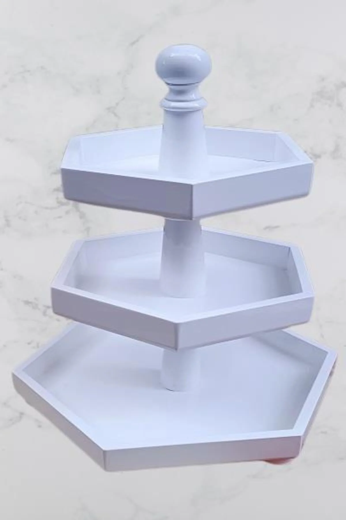 Hobi Adn 90248 Dekoratif Sunumluk Kuruyemişlik MDF Parlak Beyaz MODEL El Yapım - Görsel 6