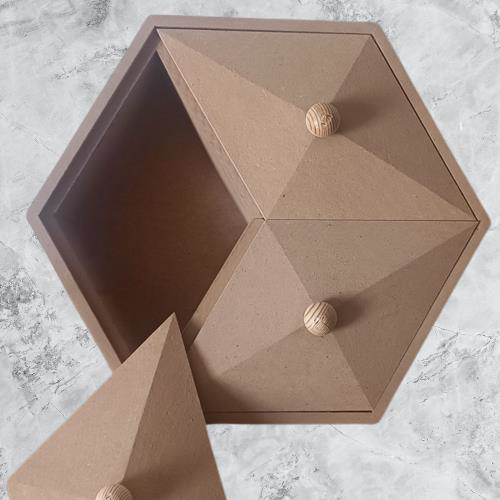 Hobi Adn 90251 Piramit Kutu Dekoratif Ahşap MDF HAM CNC Kesim El 