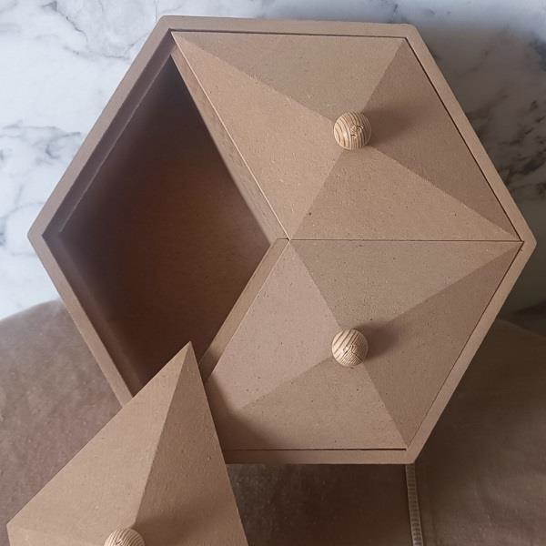 Hobi Adn 90251 Piramit Kutu Dekoratif Ahşap MDF HAM CNC Kesim El 