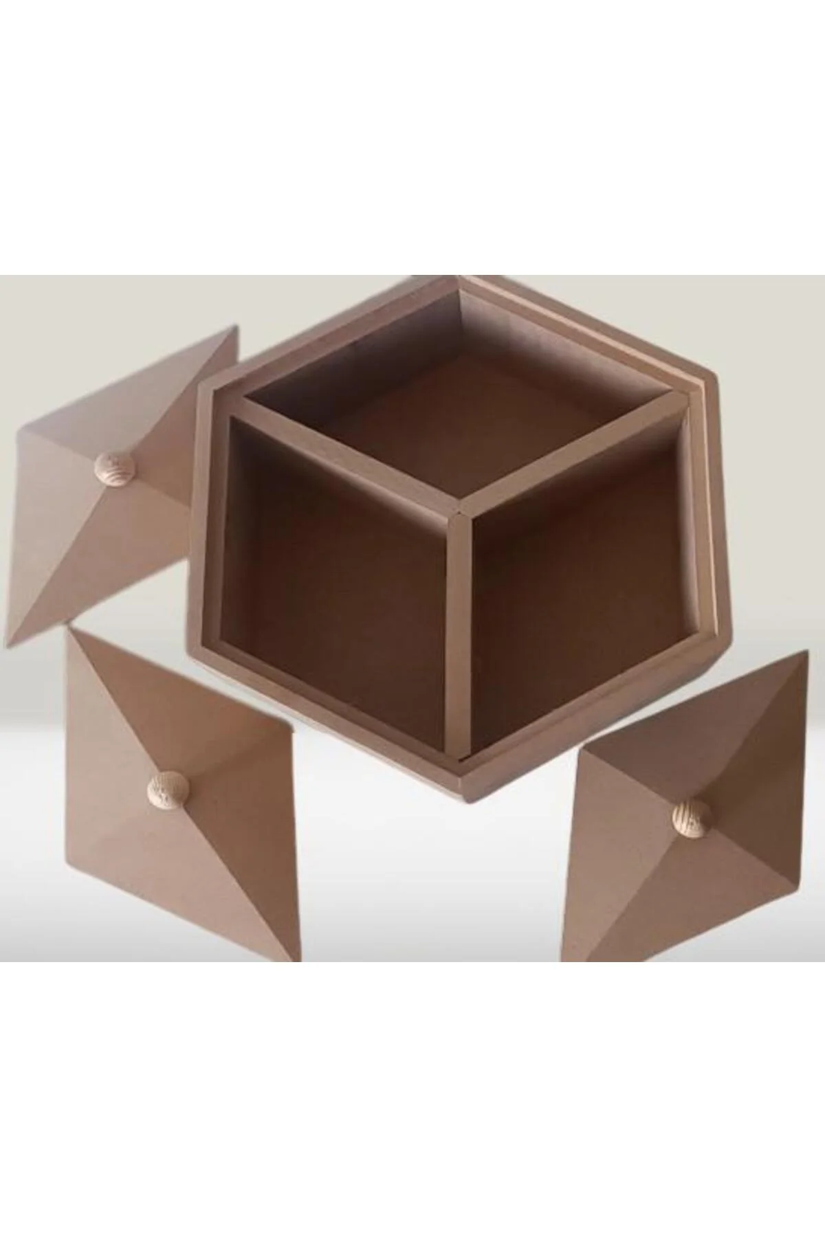 Hobi Adn 90251 Piramit Kutu Dekoratif Ahşap MDF HAM CNC Kesim El Yapım - Görsel 4
