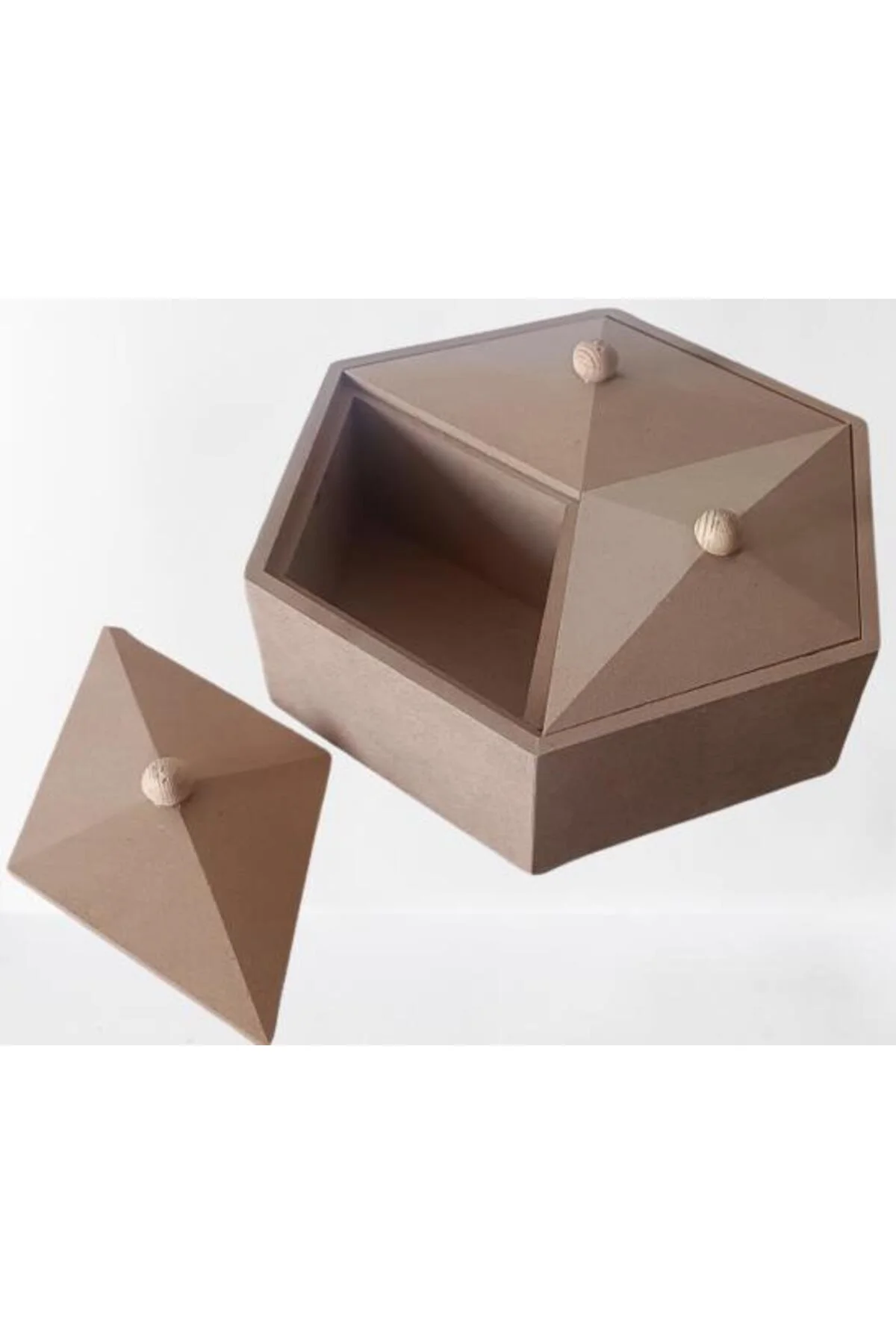 Hobi Adn 90251 Piramit Kutu Dekoratif Ahşap MDF HAM CNC Kesim El Yapım - Görsel 5