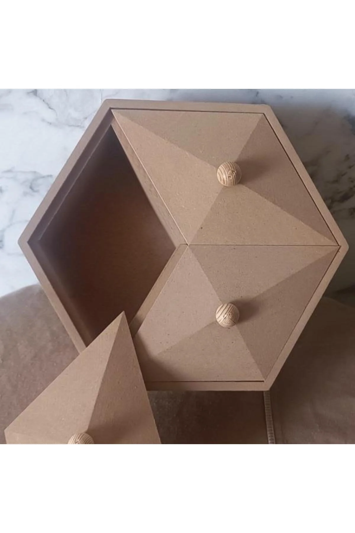 Hobi Adn 90251 Piramit Kutu Dekoratif Ahşap MDF HAM CNC Kesim El Yapım - Görsel 8