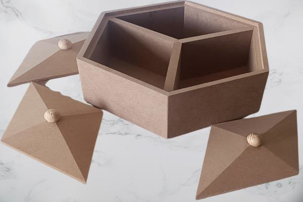 Hobi Adn 90251 Piramit Kutu Dekoratif Ahşap MDF HAM CNC Kesim El 