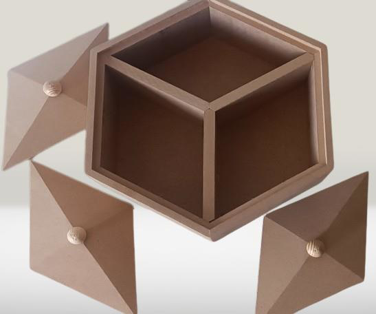 Hobi Adn 90251 Piramit Kutu Dekoratif Ahşap MDF HAM CNC Kesim El 