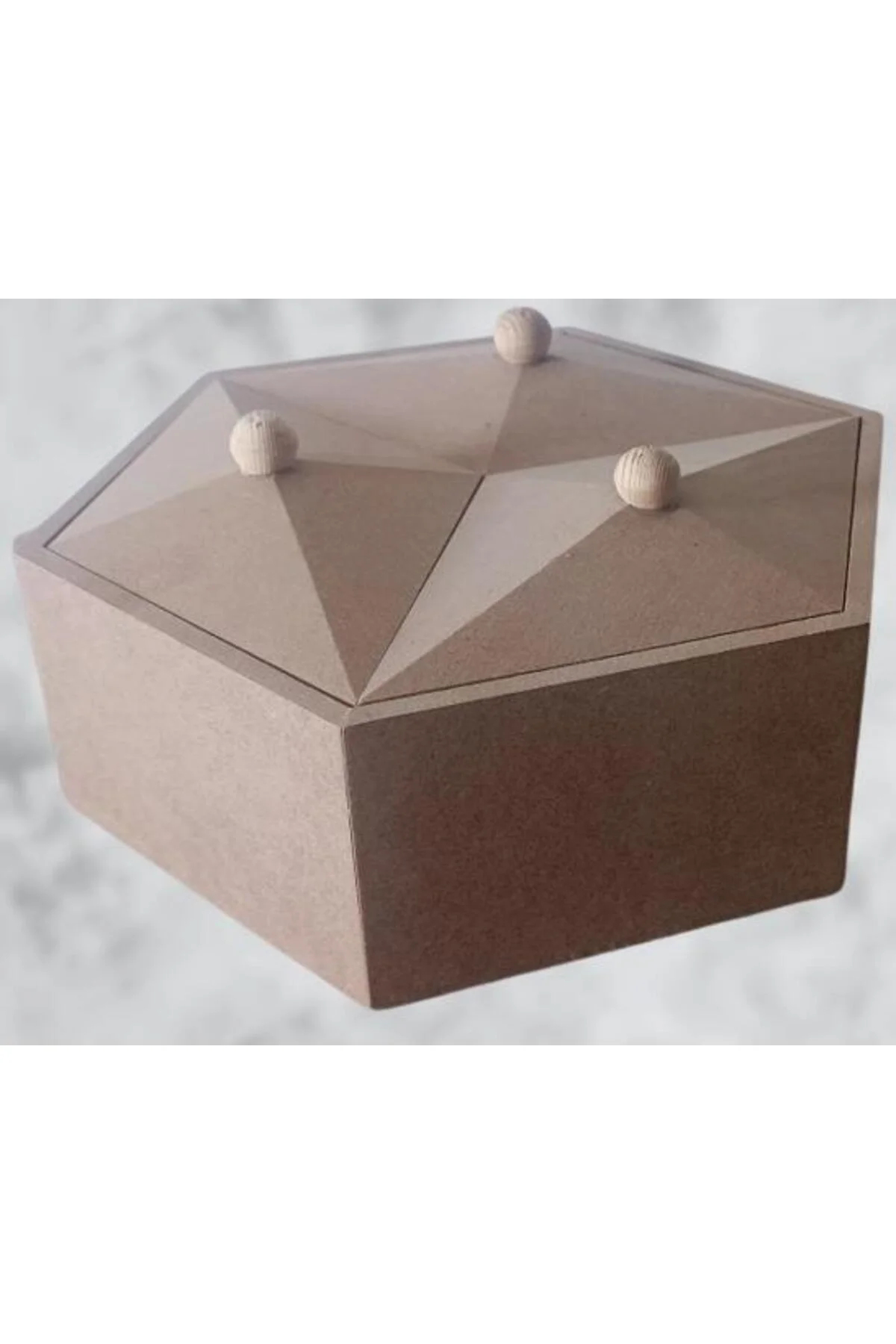 Hobi Adn 90251 Piramit Kutu Dekoratif Ahşap MDF HAM CNC Kesim El Yapım - Görsel 7