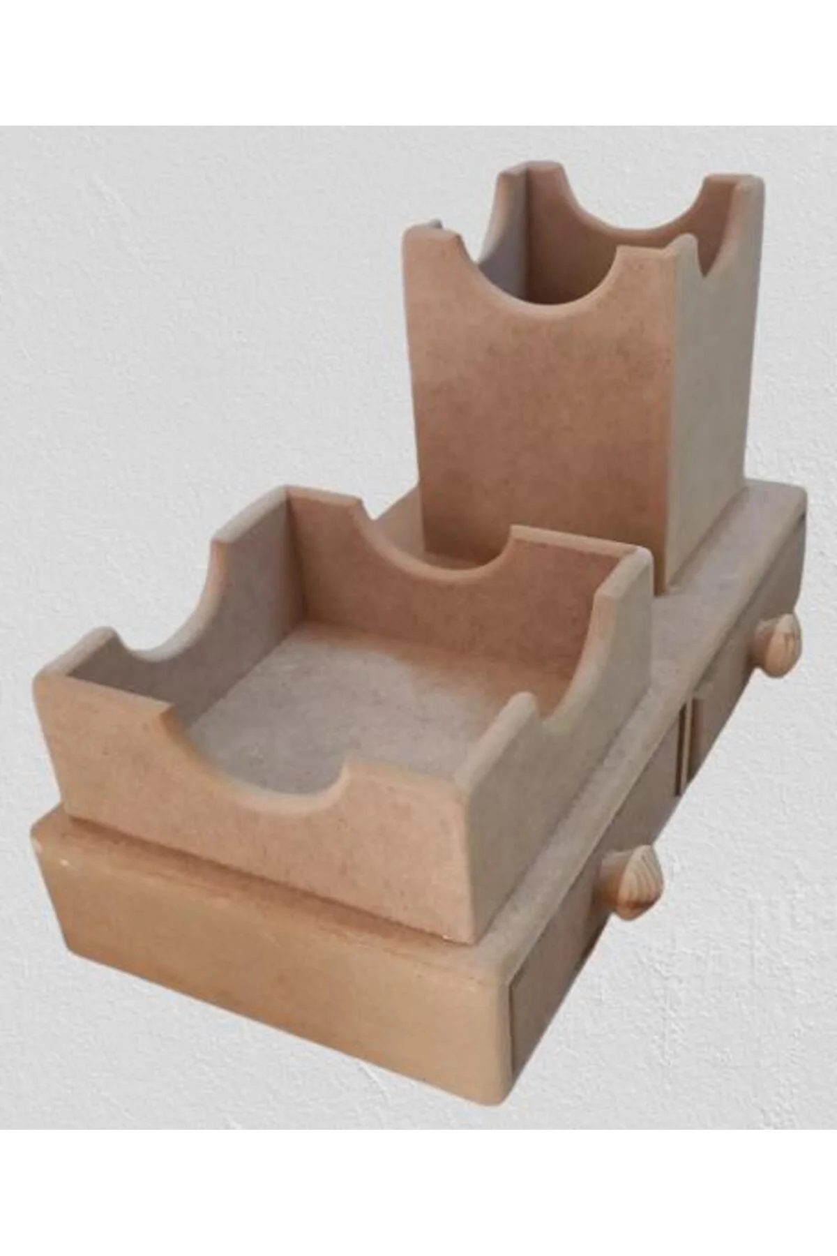 Hobi ADN 90254 Dekoratif Çift Çekmeceli Kalemlik Ahşap MDF HAM CNC Kesim El Yapım - Görsel 4