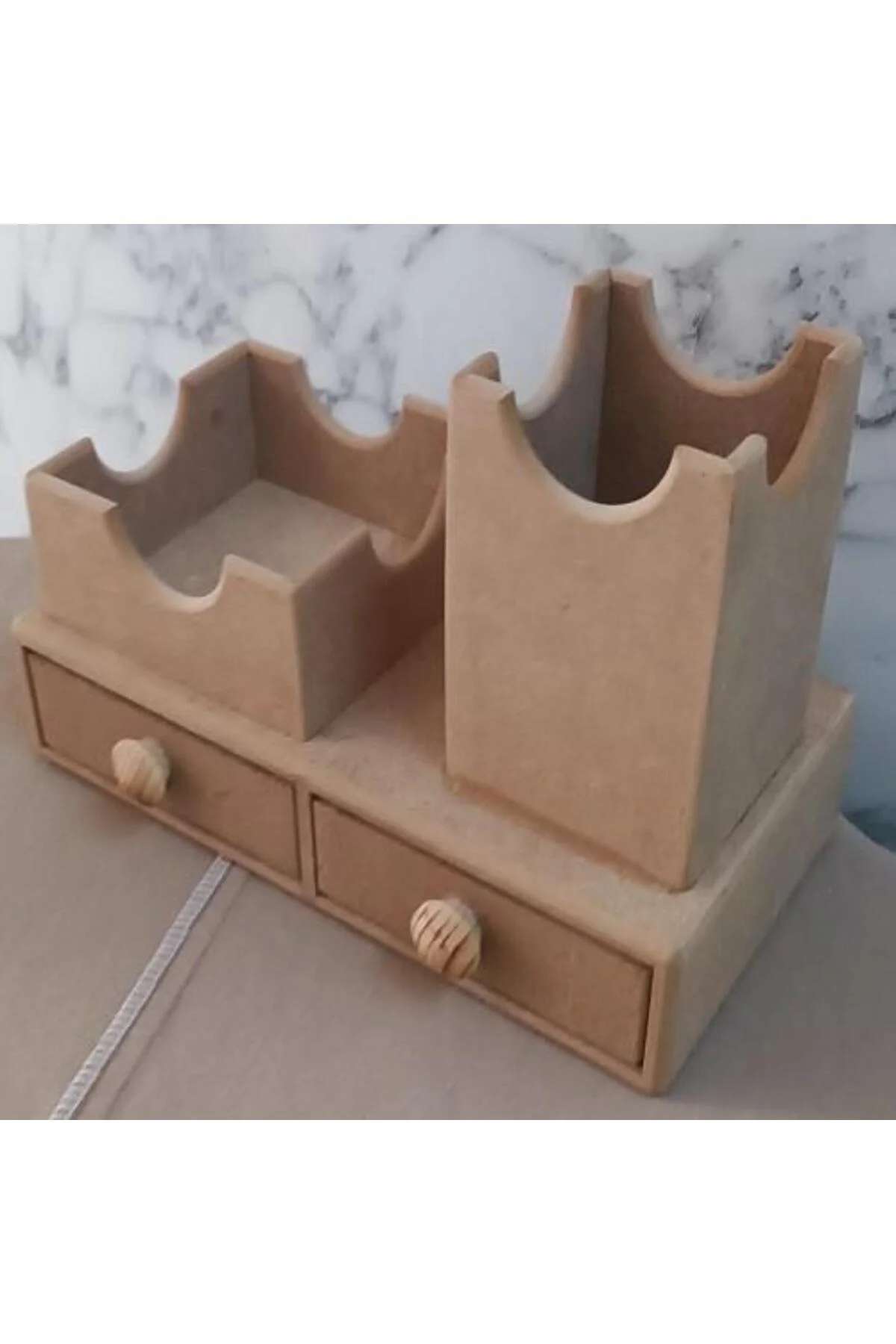 Hobi ADN 90254 Dekoratif Çift Çekmeceli Kalemlik Ahşap MDF HAM CNC Kesim El Yapım - Görsel 8
