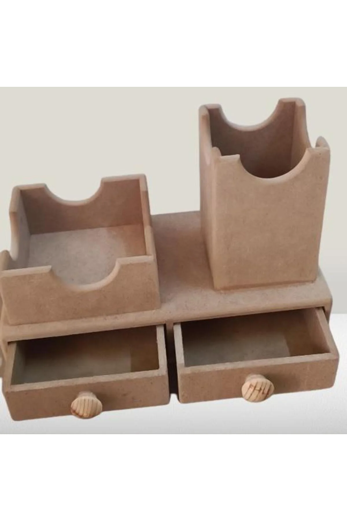 Hobi ADN 90254 Dekoratif Çift Çekmeceli Kalemlik Ahşap MDF HAM CNC Kesim El Yapım - Görsel 2