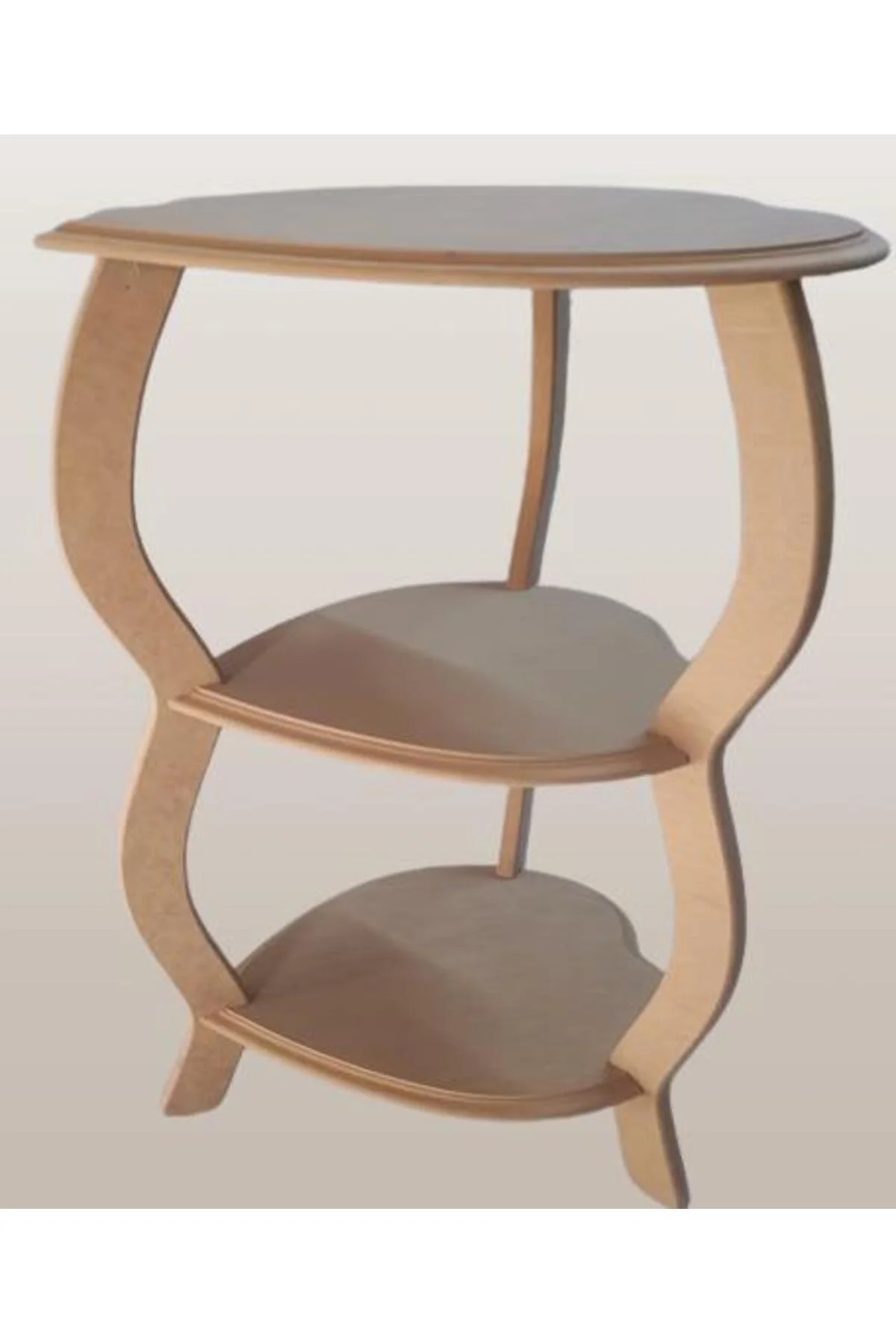 Hobi Adn 90259 Dekoratif Kalpli Fiskos Sehpa Ahşap MDF HAM CNC Kesim 3Raf El Yapı - Görsel 8