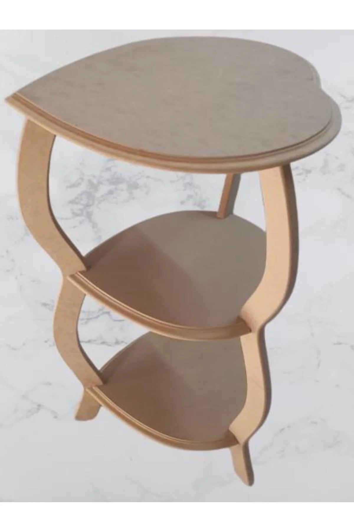 Hobi Adn 90259 Dekoratif Kalpli Fiskos Sehpa Ahşap MDF HAM CNC Kesim 3Raf El Yapı - Görsel 7