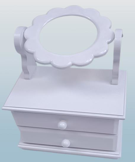Hobi ADN 90263 Dekoratif Aynalı Makyaj Kutu Ahşap MDF Beyaz Lake 