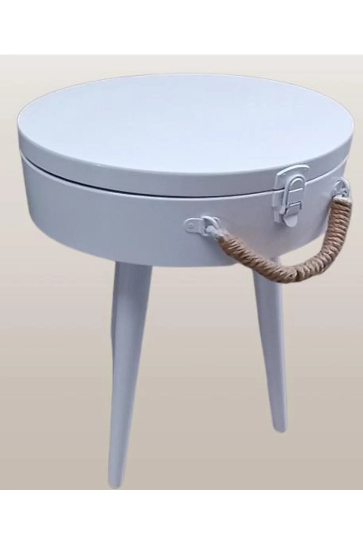 Hobi ADN 90265 MODEL Dekoratif Bavul Sehpa Ahşap MDF CNC Kesim Beyaz Lake El Yapım - Görsel 7