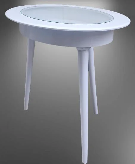 Hobi ADN 90269 Dekoratif Sehpa Rölyef Camlı Ahşap MDF Beyaz Lake 