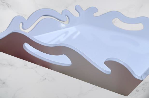 Hobi ADN 90275 Dekoratif Küçük Tepsi Dalga Ahşap MDF Parlak Beyaz