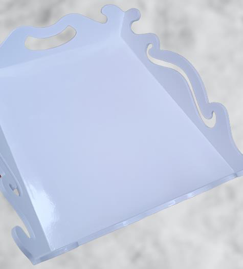 Hobi ADN 90275 Dekoratif Küçük Tepsi Dalga Ahşap MDF Parlak Beyaz