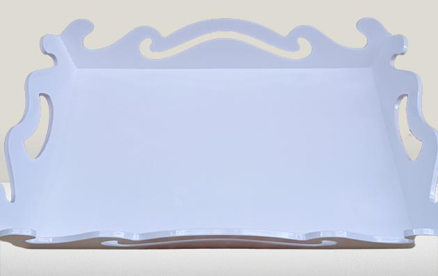 Hobi ADN 90275 Dekoratif Küçük Tepsi Dalga Ahşap MDF Parlak Beyaz