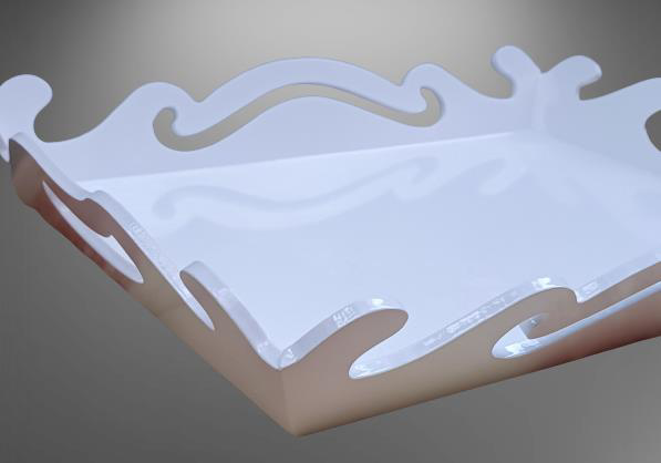 Hobi ADN 90281 Dekoratif Büyük Tepsi Dalgalı Ahşap MDF Parlk Beya