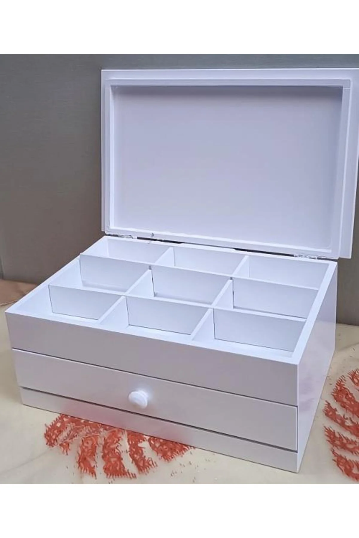 Hobi ADN 90283 Dekoratif Makyaj Kutu Çekmece Bölme Ahşap MDF Beyaz Lake El Yapım Hobi ADN 90283 Dekoratif Makyaj Kutu Çekmece Bölme Ahşap MDF Beyaz Lake El Yapım - Görsel 8