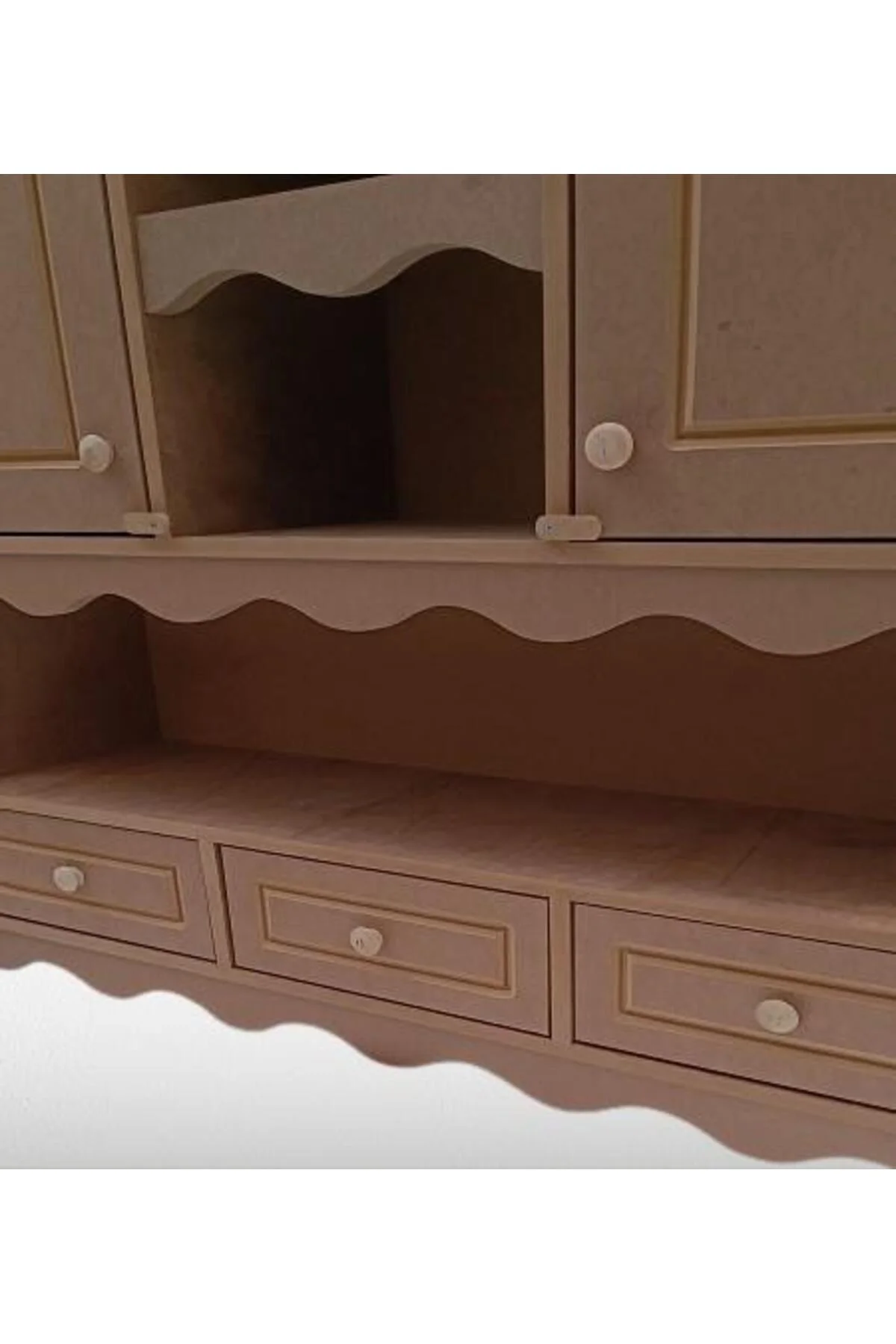 Hobi ADN 90357 Mutfak Dolap Terek Klasik Model CNC Kesim Ahşap MDF Ham El Yapım - Görsel 3